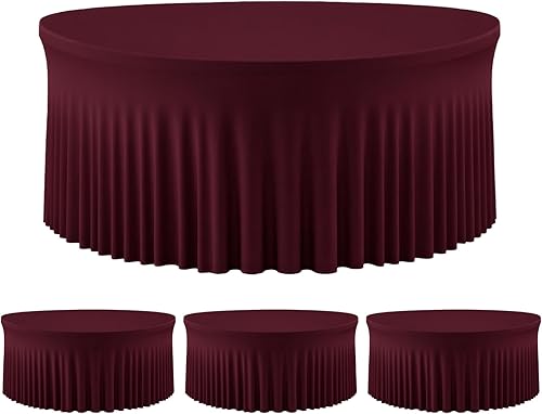 Miniatura 116 de Mantel redondo de 60 pulgadas blanco con borde elástico – Mantel ajustado sin arrugas y lavable para mesa redonda de 5 pies, mantel reutilizable