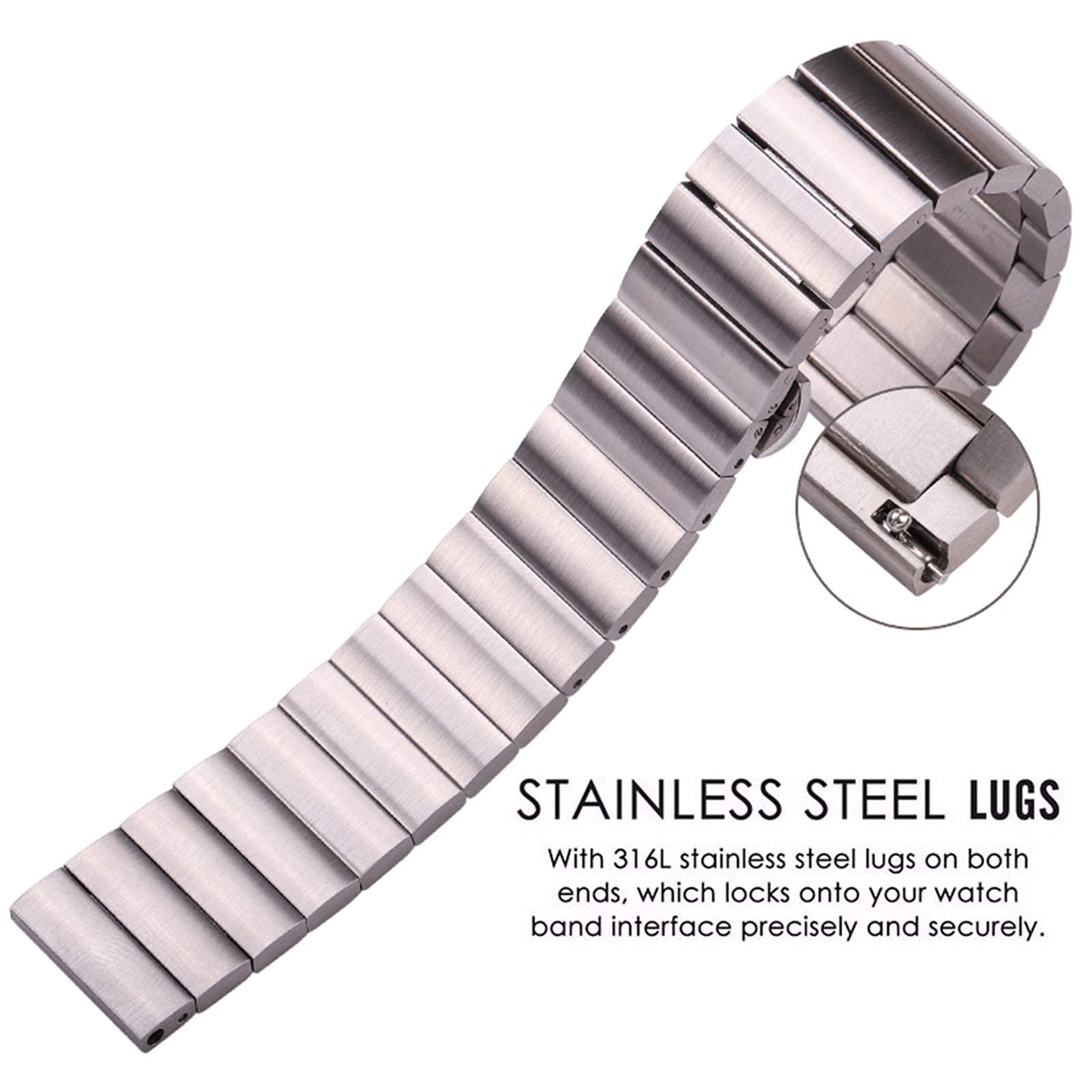 pasek do zegarka, pasek ze stali nierdzewnej 16mm 18mm 20mm 22mm srebrny czarny metalowy pasek