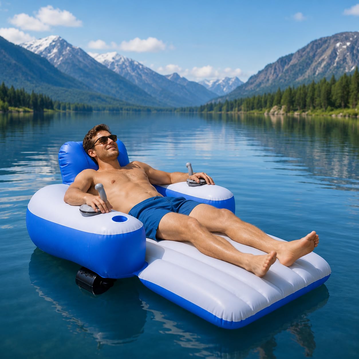 Galleggiante Motorizzato per Adulti, Lettino da Piscina Gonfiabile Elettric Rectangle