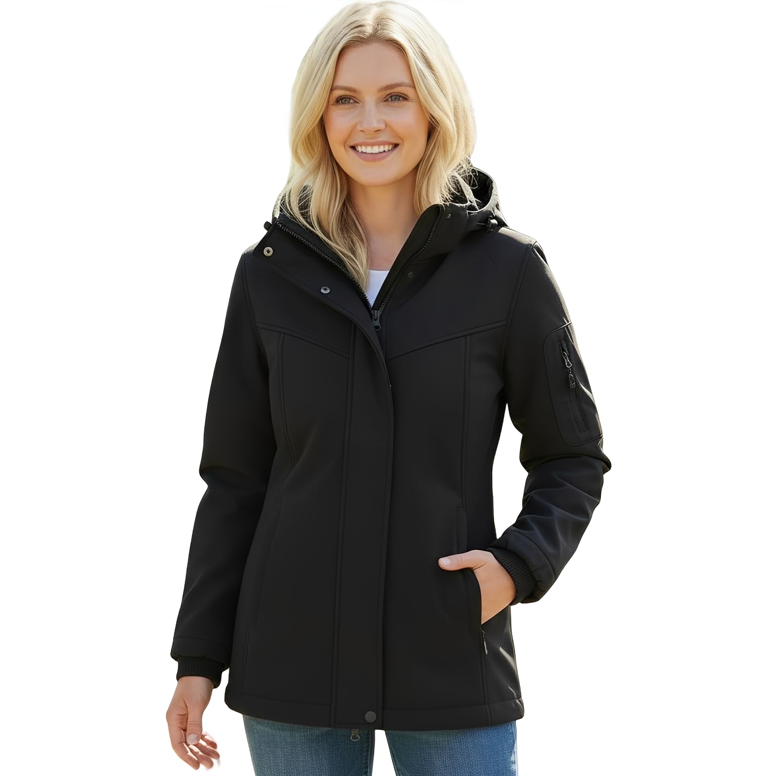 Vestes imperméables femmes Imperméable à capuche Veste softshell Manteau fonctionnel décontracté pour l'extérieur
