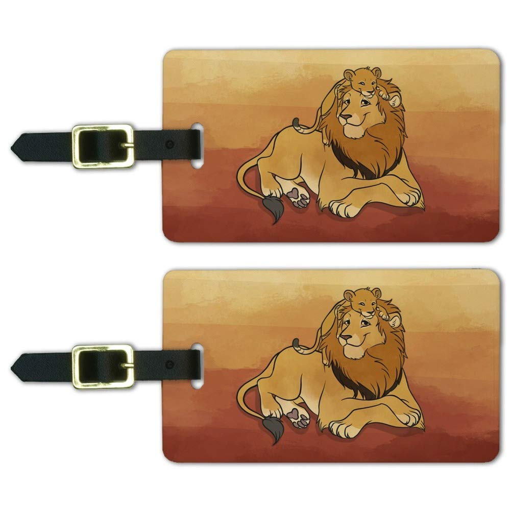 Dad Lion and Cub Luggage ID Tags Suitcase Carry-On Cards - Set of 2