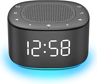 Housbay Sound Machine with Alarm Clock- 2 in 1, 18 Soothing Sounds, Digital Clock with Dimmer, 7 Color Night Light with On/Off Options, Sleep Timer, White Noise Machine for Sleeping