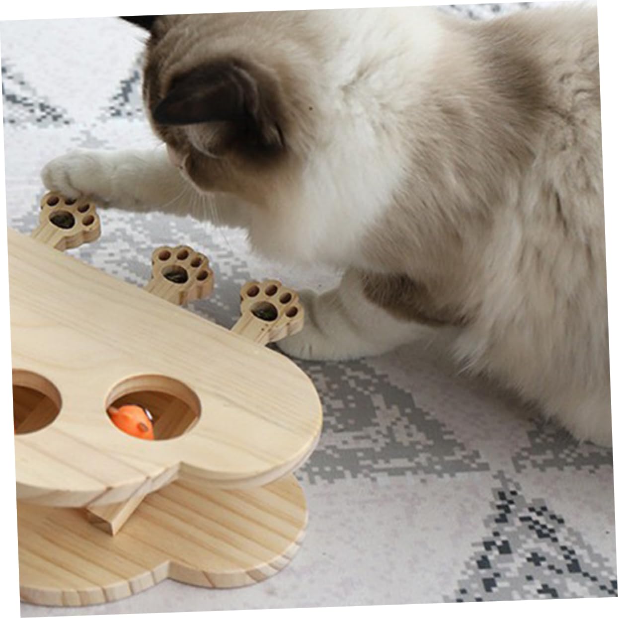 Toddmomy Juguetes Whack-Mole para Gatos Juguete De Madera Interactivo Divertido y para Jugar Ratones Falsos para Mascotas