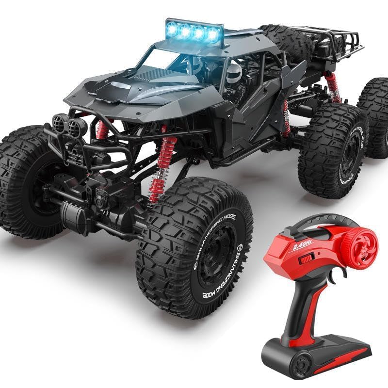 Pampam Toys RC Rock Crawler 6x6 Off-Road Remote Control Truck, 1:8 Scale, 2.4GHz Controller, LED Lights, Rechargeable 7.4V Battery, Large All-Terrain Tyres-image-40