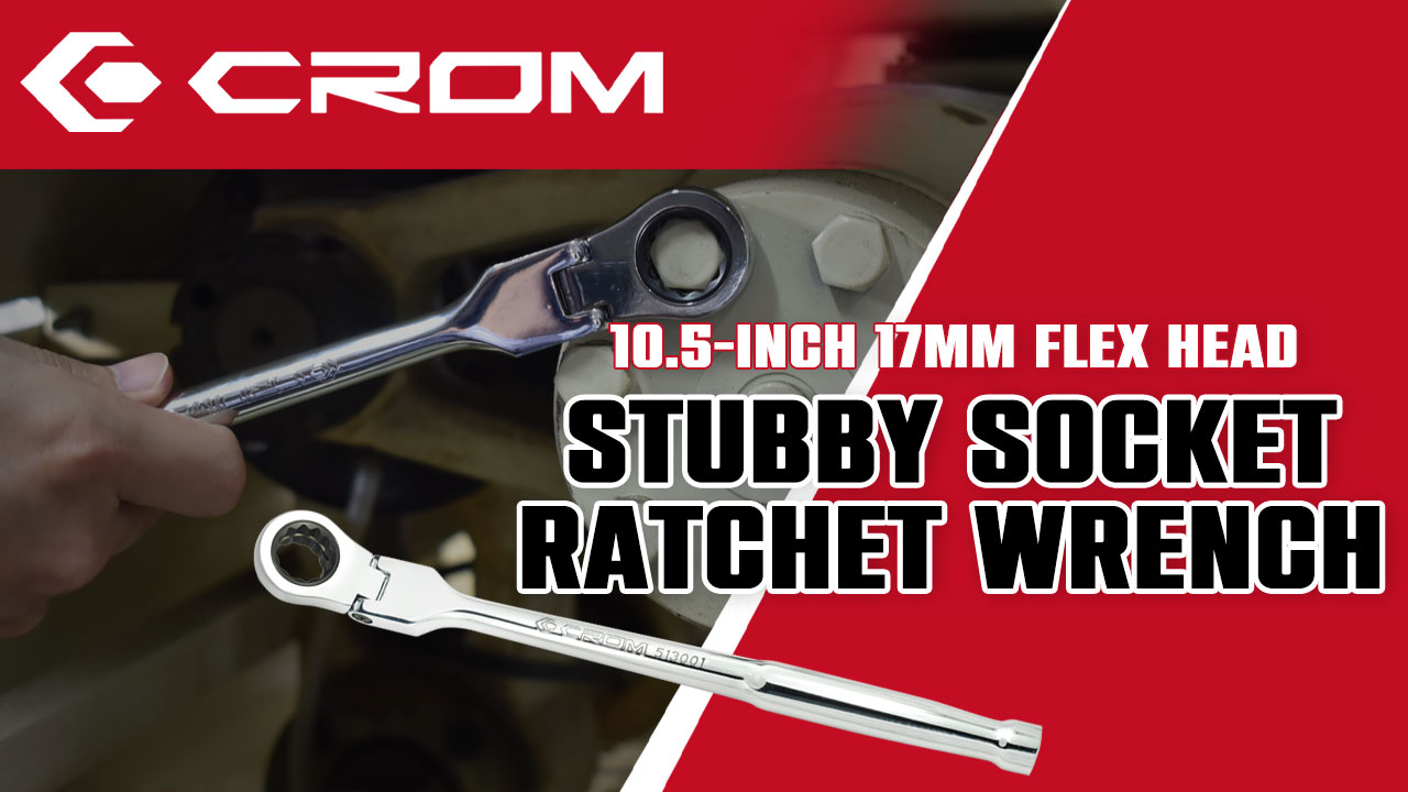 CROM Flex Head Ratchet Wrench - 10.5-Inch Long 17mm Flex head 120