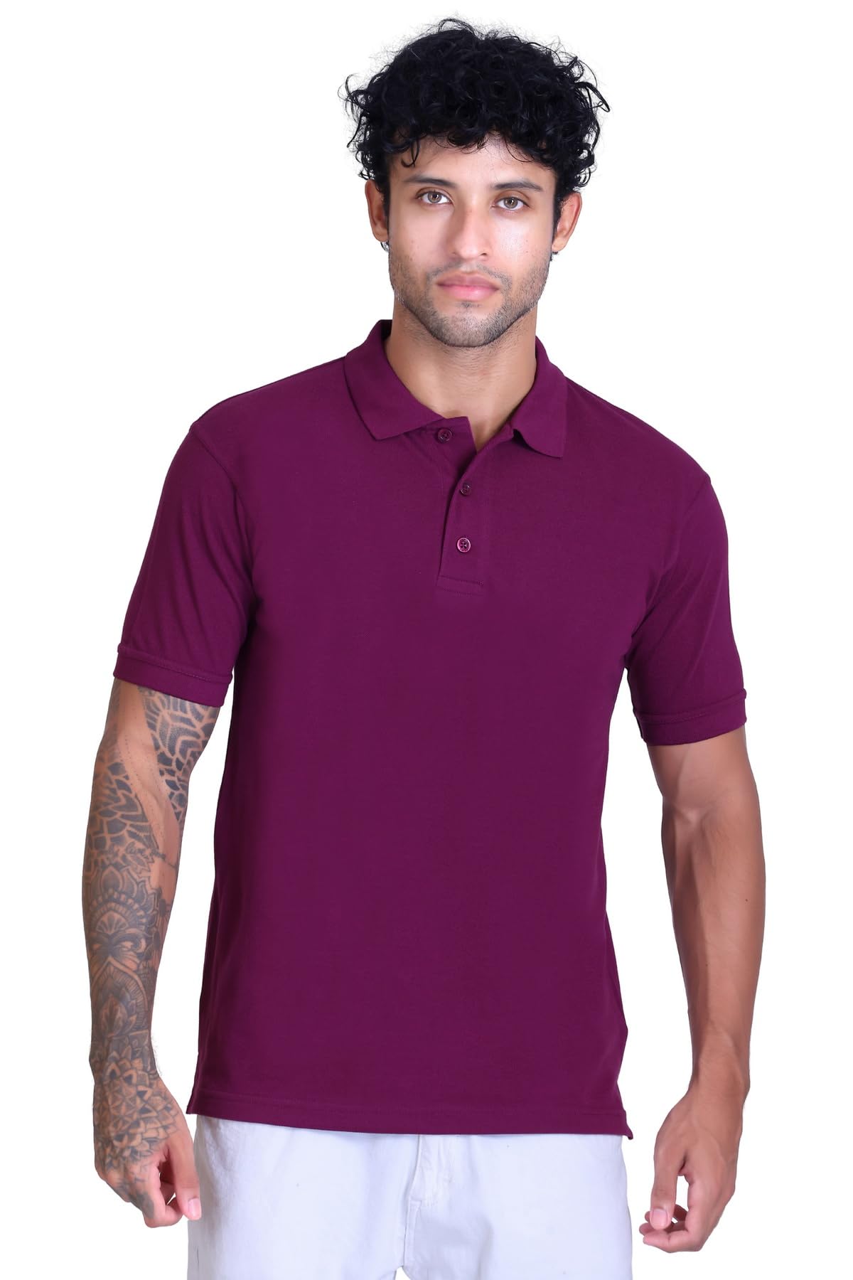 FASTEES Men's Classic Magenta Polo T-Shirt | Rich Cotton Fabric | Smart Casual | Half Sleeve-picture-23