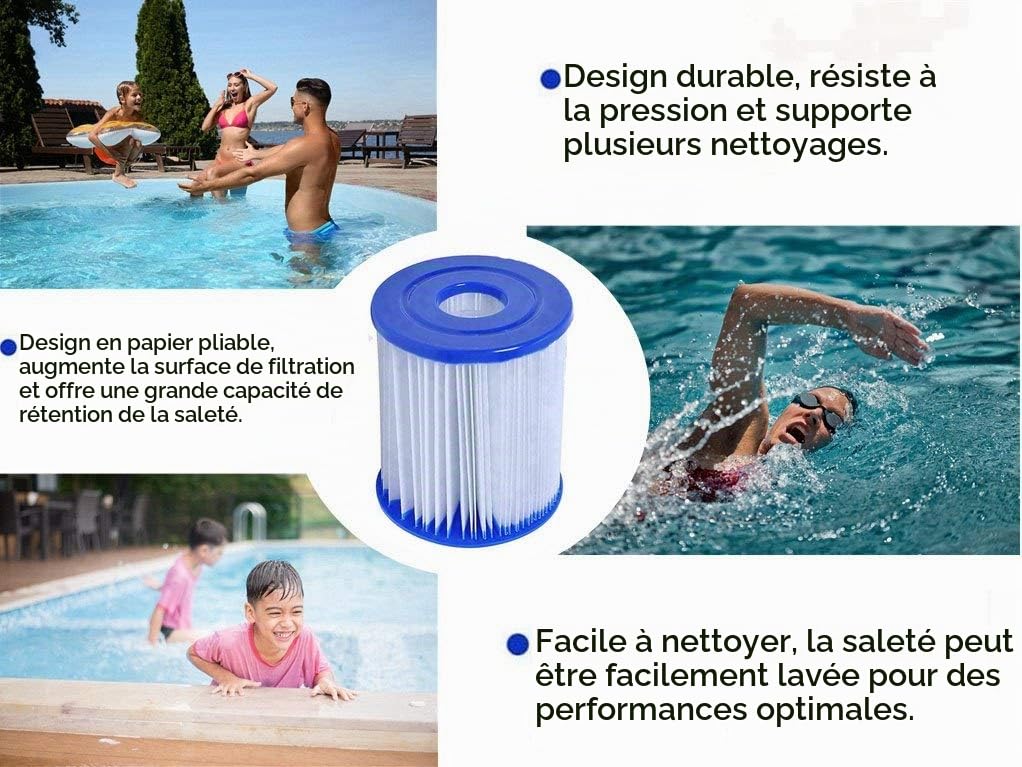 Cartouches filtrantes for Bestway de Taille I pour piscines for Bestway Pompe de Piscine, Filtre De Piscine Gonflable, Installation Facile (4 PCS)