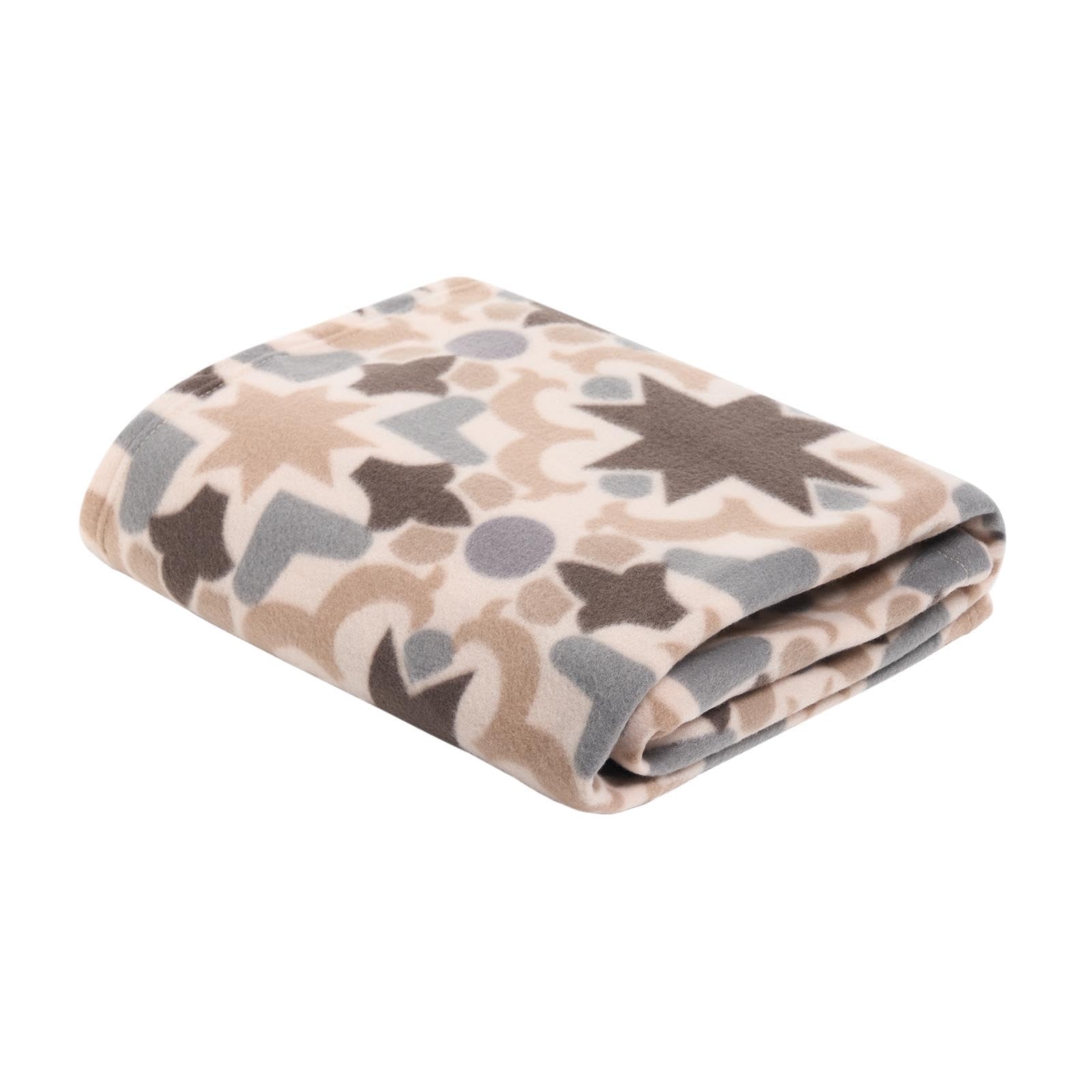 Ohs Natural - Tile Tile Print Fleece Blanket Sofa Throw, Soft Warm Cosy Throws For Sofas Bed Settee Decorative Throw Blanket Lightweight Comfy Single Bed Throws, Natural - 120 X 150Cm