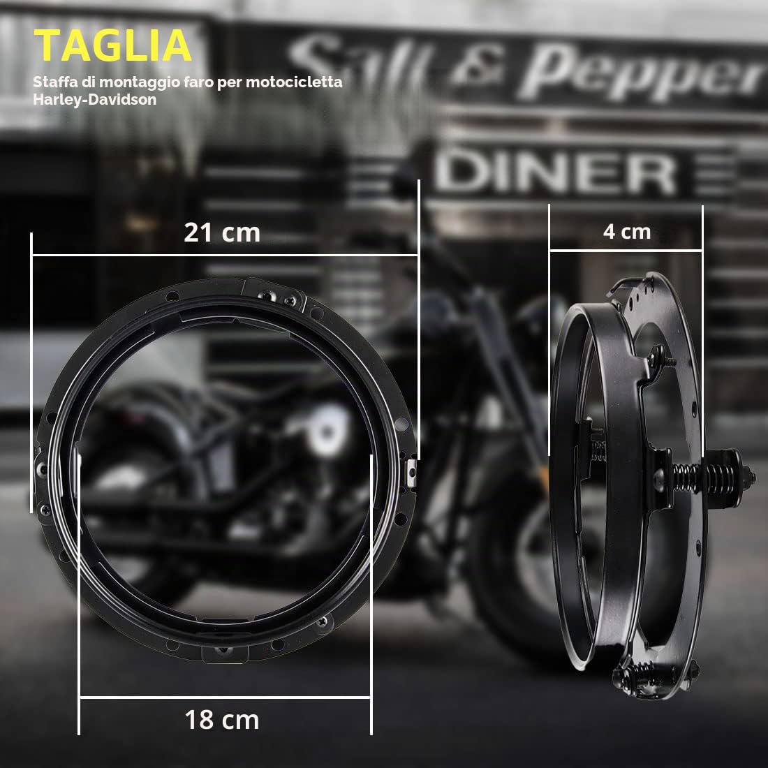 7 Pollici Rotonda Faro Anello Di Montaggio per Faro/Street Glide (Nero)