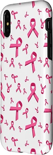 Miniatura 8 de iPhone 13 Pro Max - Funda de soporte para mujer con patrón de cinta rosa para concientización sobre el cáncer de mama