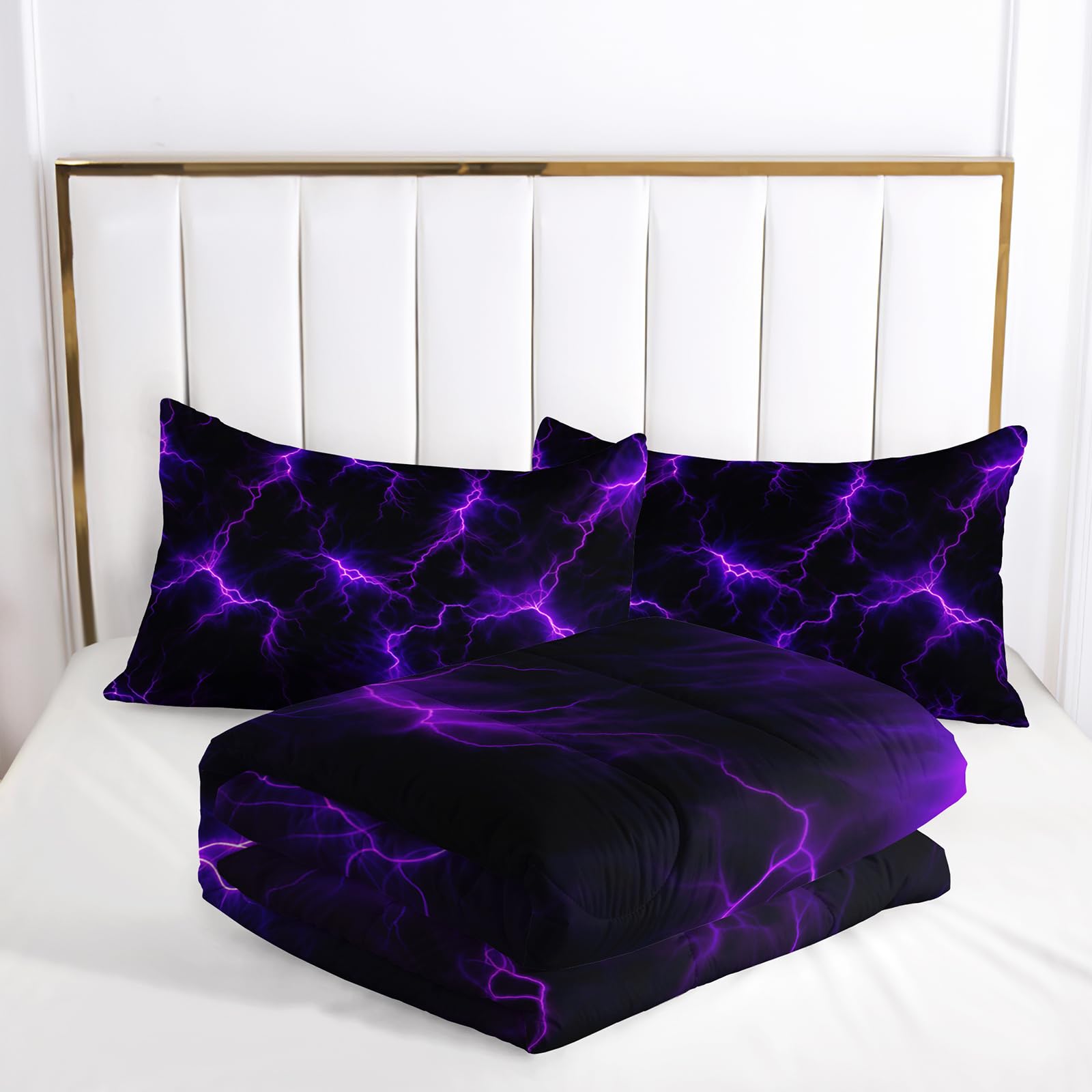 Amazon.com: Nttopship Violet Lightning Comforter Set Queen Thunder