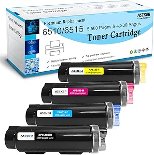 4 Colors Compatible 6510 6515 Toner Cartridge for Xerox WorkCentre 6515DN 6515DNI 6515DNM 6515N Phaser 6510DN 6510DNI 6510DNM 6510N 5500&4300 Pages 106R03480 106R03690 106R03691 106R03692 (BK CMY)