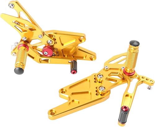 Miniatura 4 de Estriberas de motocicleta Rearsets Ajustable Rider Rear Sets Reposapiés Compatible para Yamaha MT-03 MT-25 2015 Oro