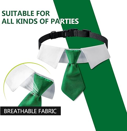 Miniatura 3 de Collar de perro, pajarita de poliéster suave para perro con hebilla de metal para chicos grandes, medianos y pequeños (grande, verdeblanco)