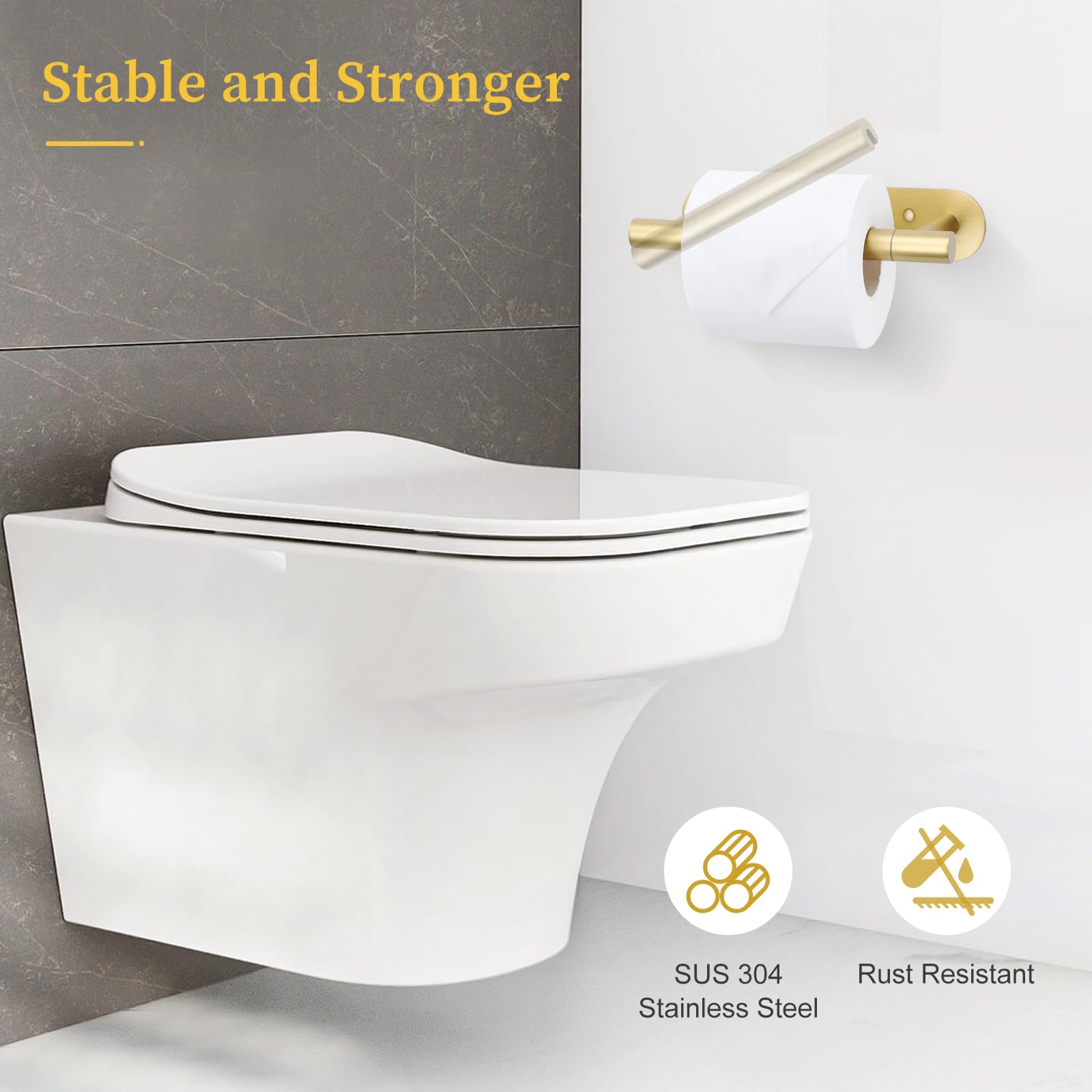 Brushed Gold Toilet Roll Paper Holder Wall Mount for Bathroom — Amazon image 7