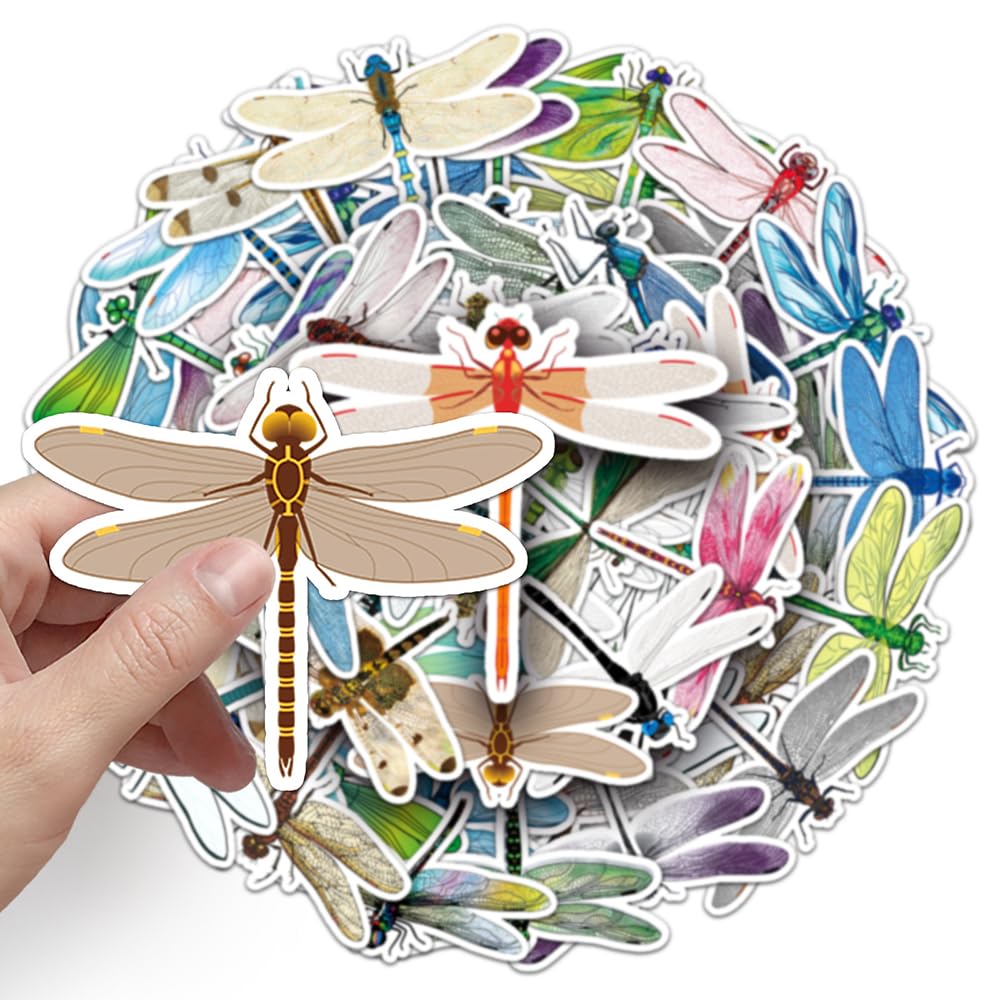 Aesthetic Dragonfly Vinyl Stickers, 50 PCS Waterproof Illustrated Insect Decals for Laptops Scrapbooking, Journals, Notebooks - Image 4
