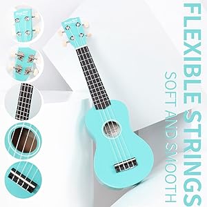 Strong Wind Soprano Ukulele - Stringed Musical Instrument Ukulele for Beginners Adults, 21 Inch Basswood Ukelele (Light blue)