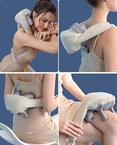 Miniatura 7 de Masajeador de cuello con calor, masajeador eléctrico de espalda para aliviar el dolor de tejido profundo, masajeador inalámbrico de hombros similar