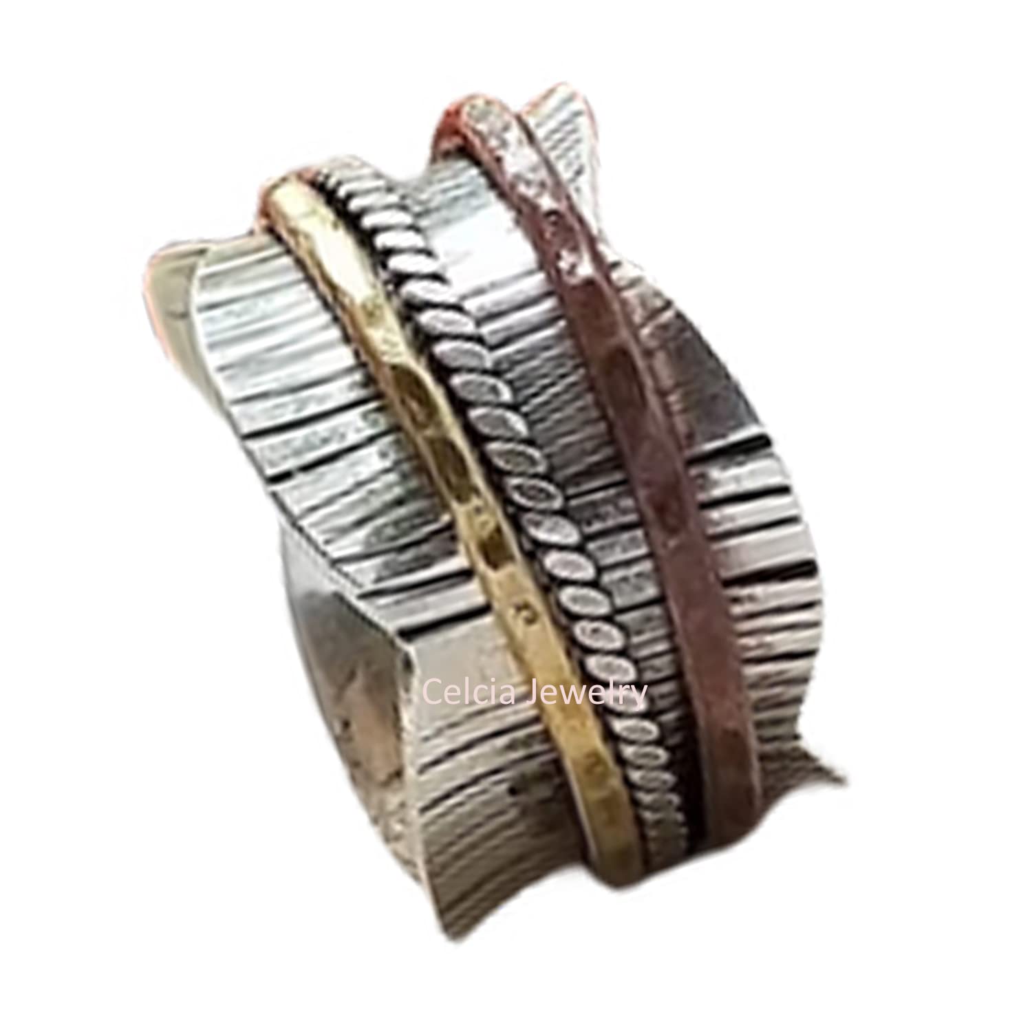 Anillo giratorio de plata de ley 925 con diseño exclusivo, clásico y elegante, ideal como regalo para el Día de la Madre (talla 7 de EE. UU.)
