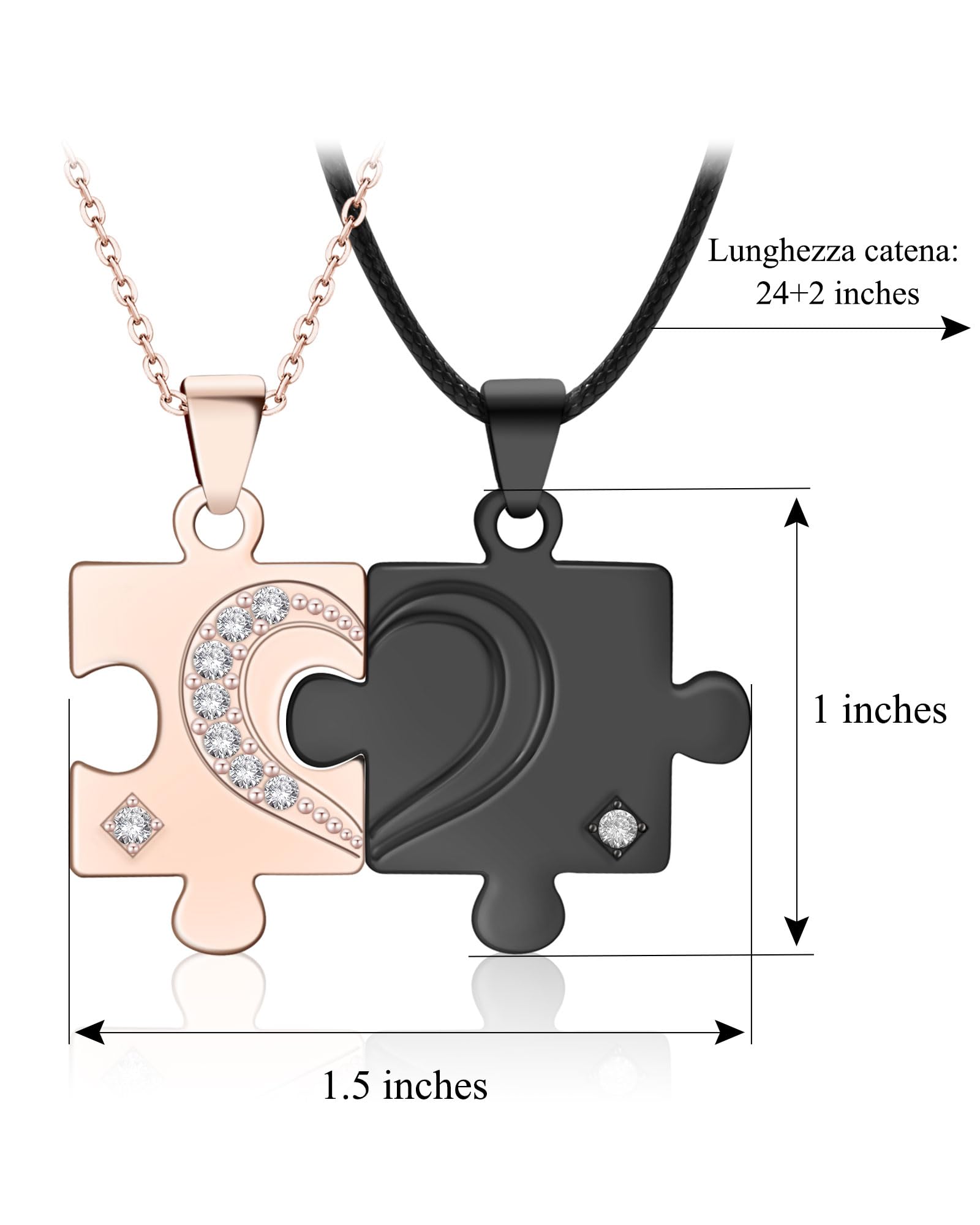 CheersLife Collana Puzzle Anima Gemella, Regalo Romantico per Coppia Lui Lei Fidanzato Fidanzata, 2 Collane di Amore Corrispondenti, Regalo per San Valentino, Anniversario Natale Fidanzamento