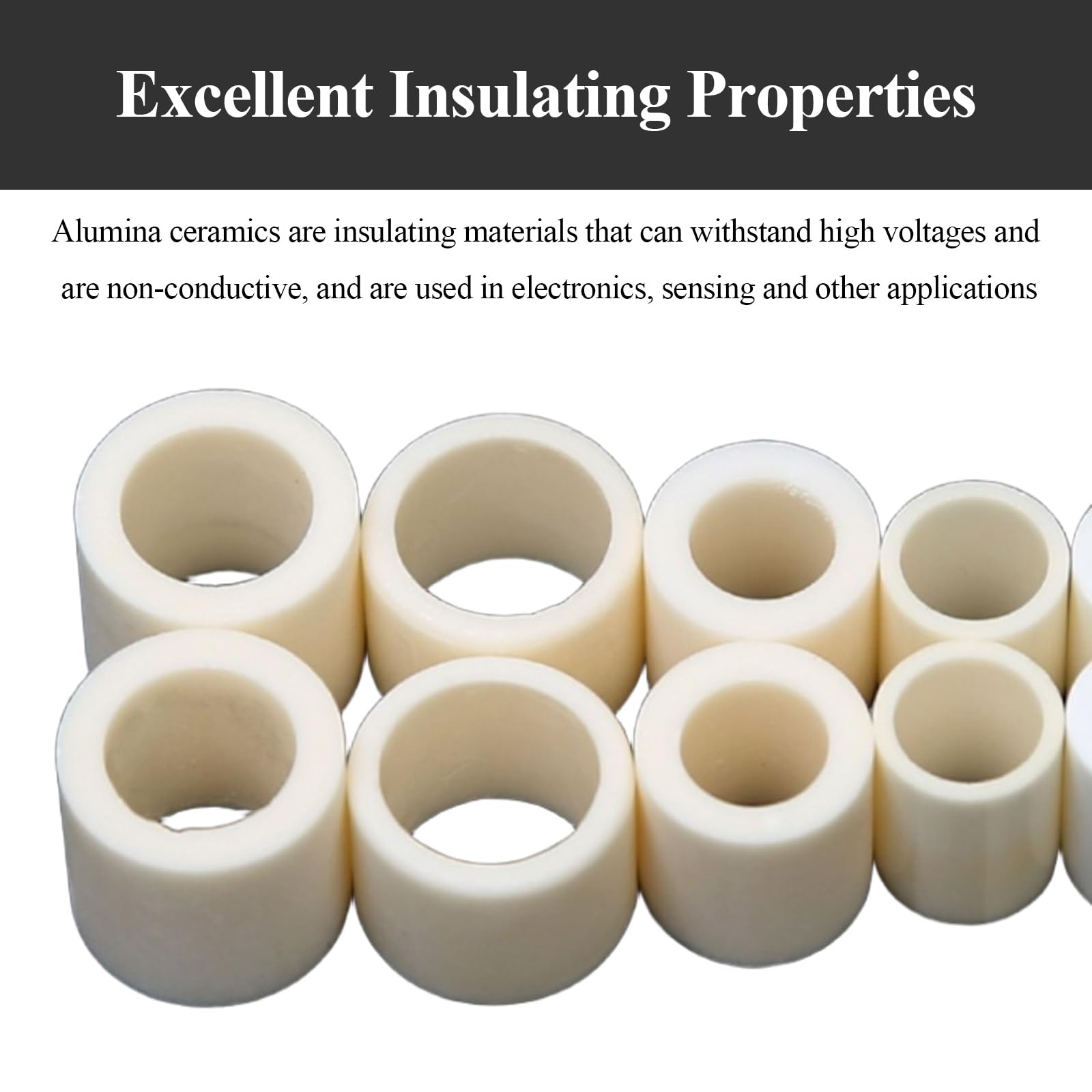 Tubo in ceramica di allumina al 95% da 10 pezzi 4x6mm Isolamento a foro singolo 10-30mm for progetti elettronici e scientifici(4x6x16mm)