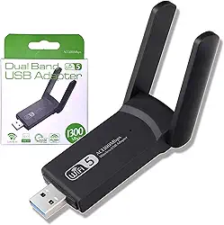 Adaptador Usb Wifi Wireless, 3.0 Dual Band 1300Mbps Adaptador, Wireless Portátil 2.4GHz e 5GHz, Duas Antena Usb, Qualidade Premium Wifi USB para PC e Notebook