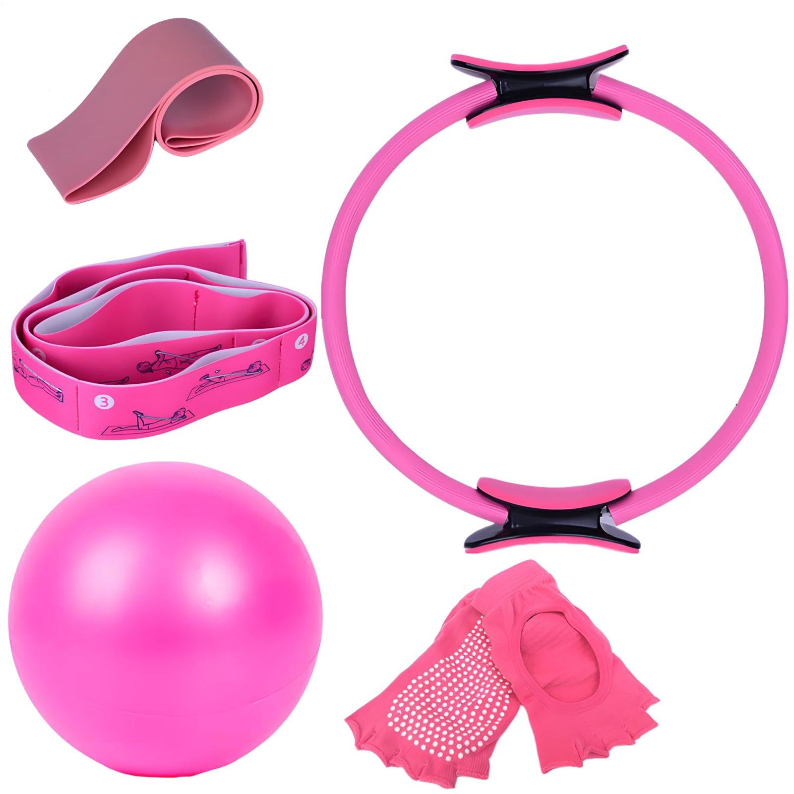 Kit D'équipement Pilates,anneau Pilates 5 Pièces, Ballon De Yoga, Bandes De Résistance, Chaussettes De Yoga, Ceinture D'étirement, Équipement D'entraînement À Domicile Pour La Stabilité, Les Étirement