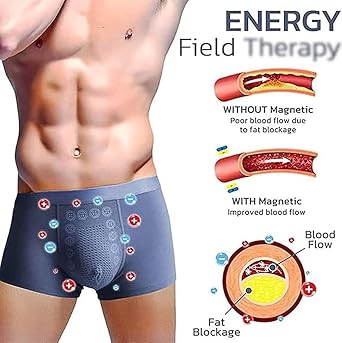 3 PCS Men's Massage Magnetic Therapy Underwear, Energy Field Therapy Men's Pants, Improving Male Power (B,L (40-50 kg))