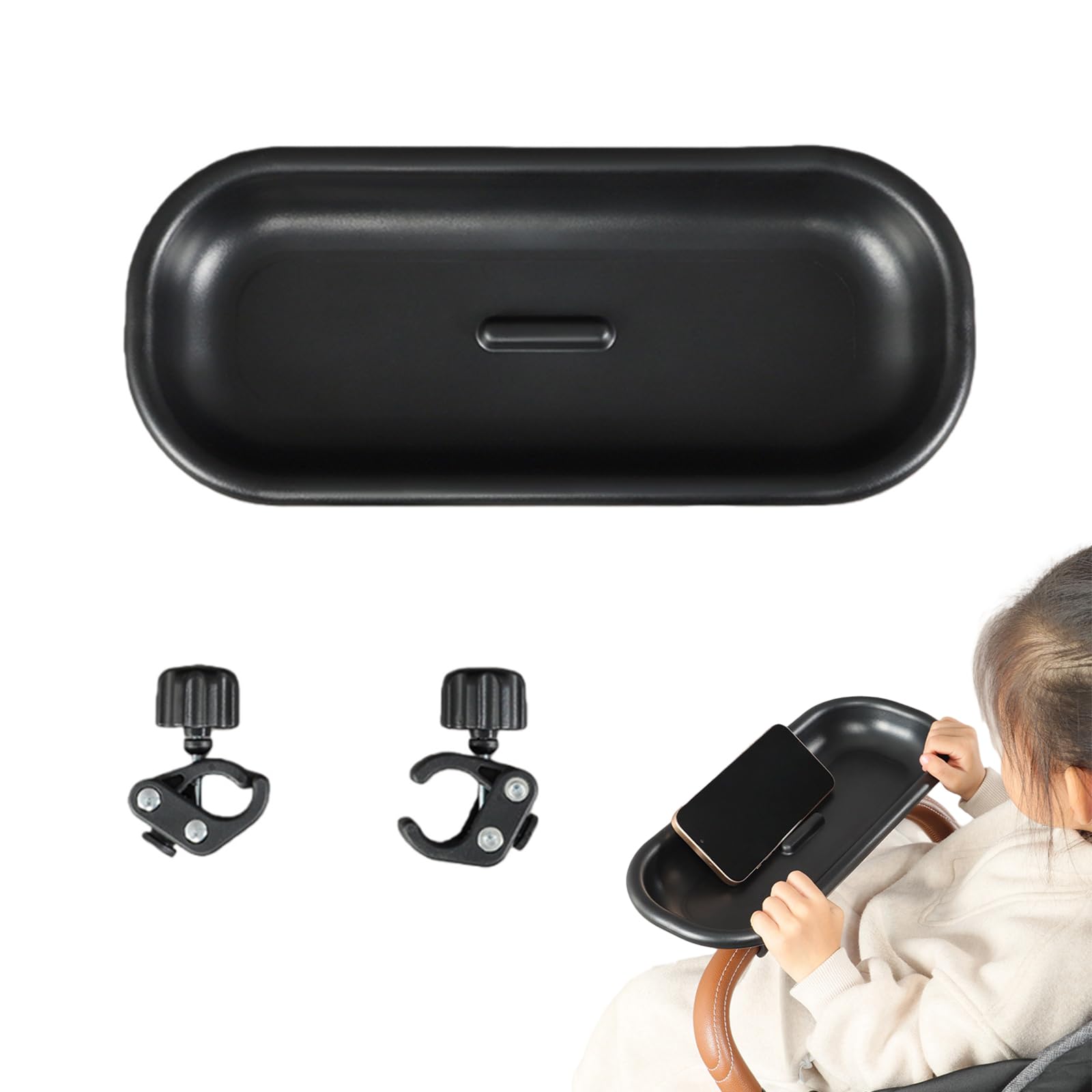 Bandeja para Cochecito de Bebé, Gran Capacidad Bandeja para Aperitivos, Bandeja para Refrigerios para Cochecitos con Clip Ajustable, para la Mayoría de Los Cochecitos con Barandillas