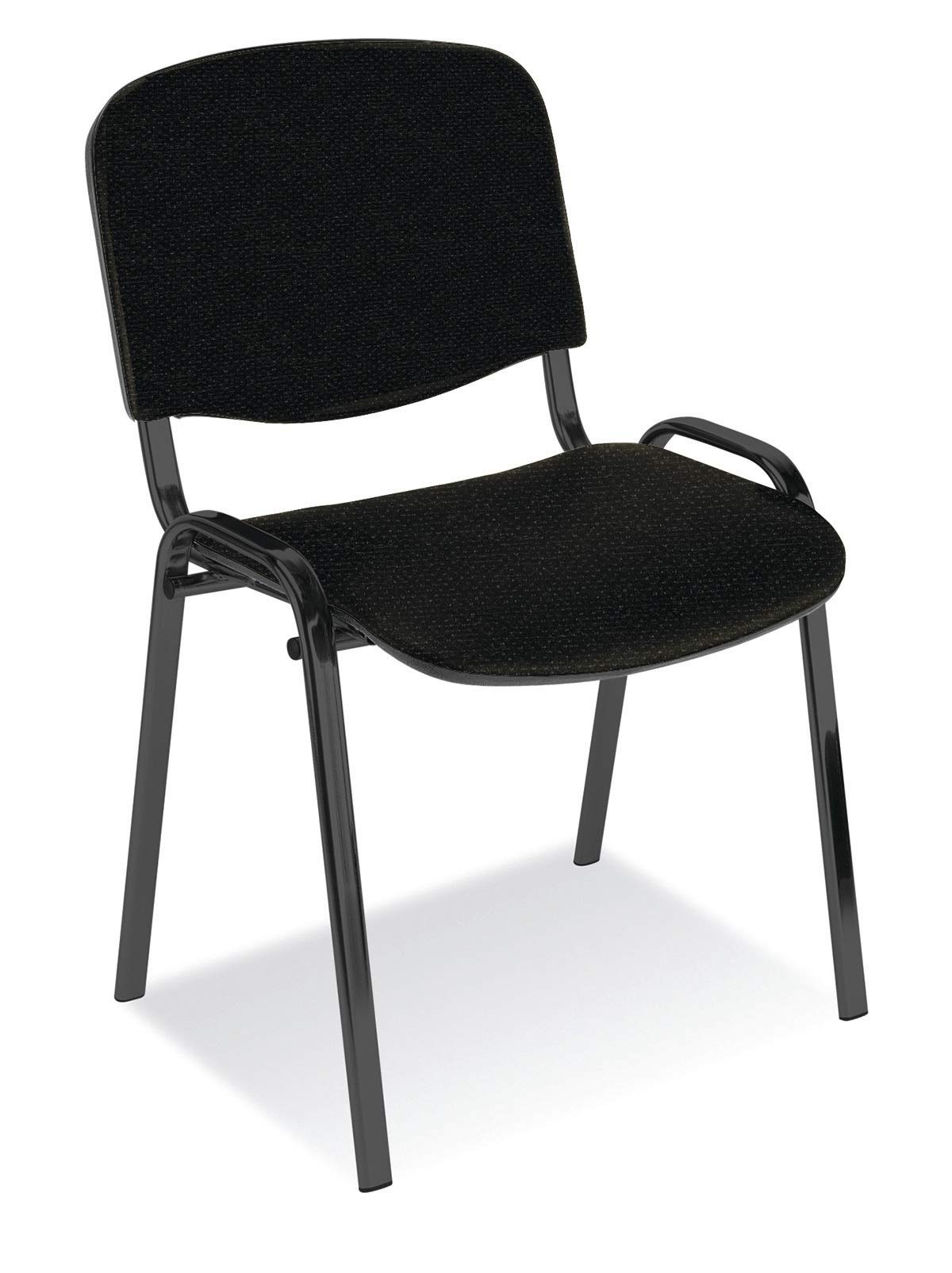 Chaise De Conférence Kos Noire - Assise 48cm, Dossier 33cm, Cadre Métal, Max 400kg