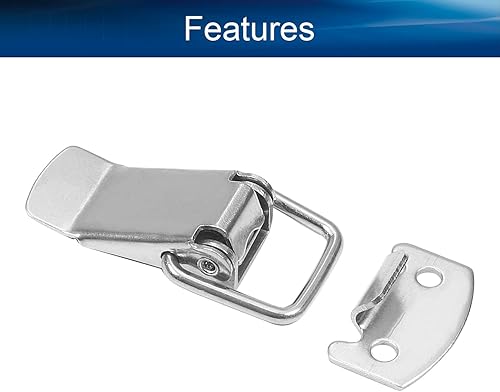 Miniatura 9 de Yinpecly 2.20 pulgadas de longitud 201 de acero inoxidable con resorte de cierre de palanca sin agujero de bloqueo, cerraduras con resorte para caja