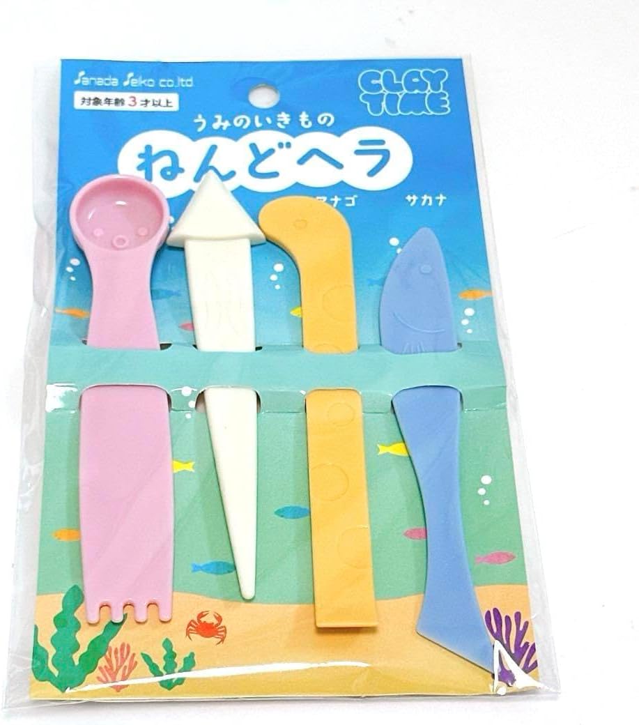 おうちでお手製“海モノづくり” | stay home with the sea ｜ 海と日本PROJECT【日本財団】 ｜ おうちで海活 うみのいきもの ねんどへらセット(CLAY TIME) 4本入り 工作