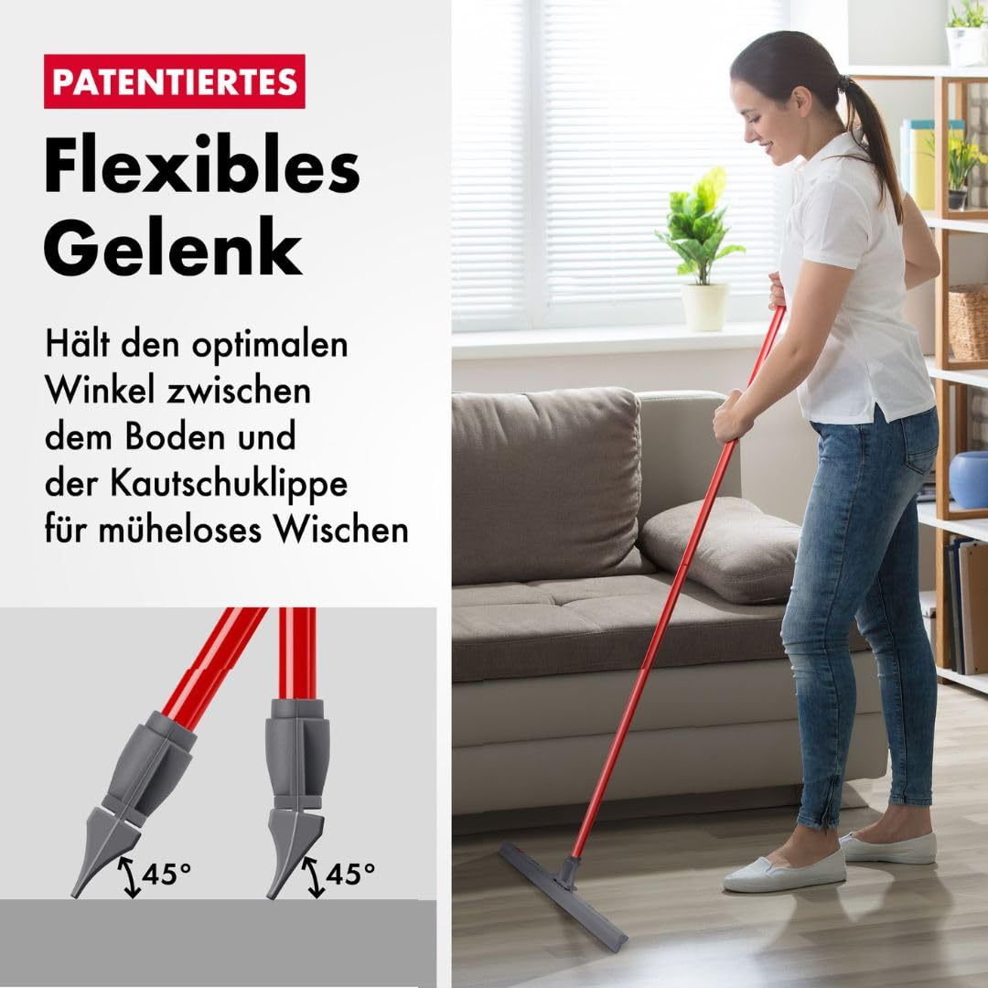 Tyroler Wasserschieber Bodenabzieher 60cm Silikon-Lippe mit Abzieher Boden | Wasserschieber mit Stiel 4-teiligem Griff 140cm | Wasserabzieher Boden geeignet für alle Oberflächen, Abzieher Dusche Boden