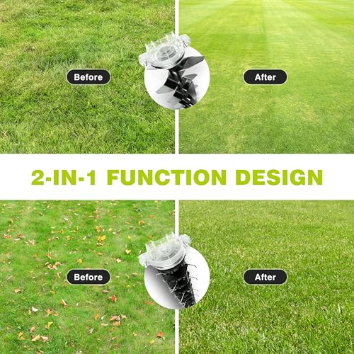 16-Inch Electric Dethatcher and Scarifier, YERYORK 2-in-1 Scarifier and Lawn Dethatcher with Powerful 15.5 AMP Motor 14.5Gal Collection Bag 5-Position Depth Foldable Handle for Lawns(Light Green)