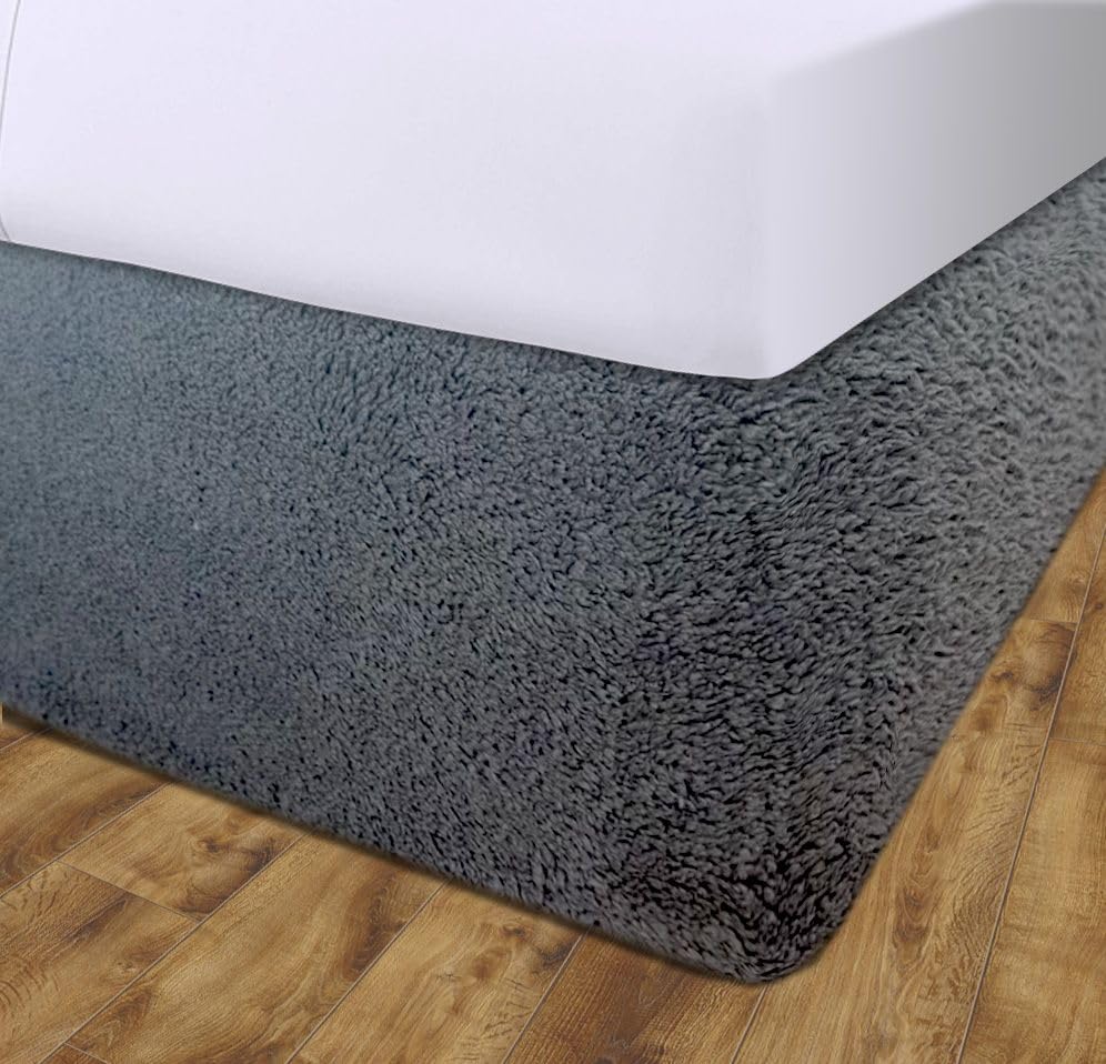 John Aird Teddy Fleece Elasticated Divan Bed Valance (Grey, King) โ image 1