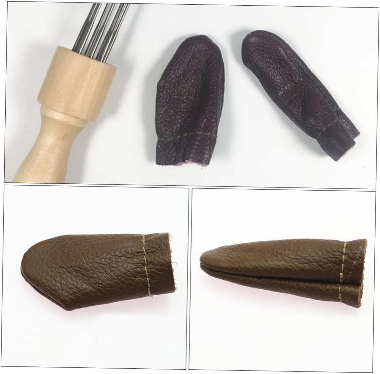 jojofuny 20pairs Leather Thimble Protectors Comfortable Finger Protectors for Hand Sewing and Crafts Random Colors Leather Material for Quilting and Needlework