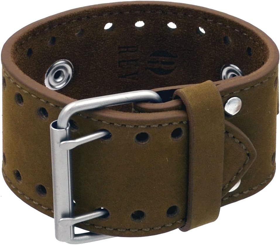 REV Crazy Horse Leather Strap 20mm -22mm Lug Width Wide Tan Moro Brown Cuff Watch Band CHO-TM