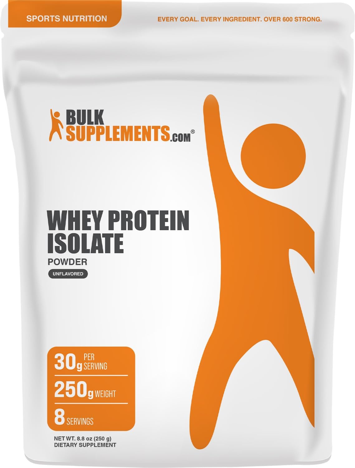 BulkSupplements.com Whey Protein Isolate Powder - Unflavored Protein Powder, Whey Isolate Protein Powder - Whey Protein Powder, Gluten Free, 30g per Serving, 250g (8.8 oz) (Pack of 1)