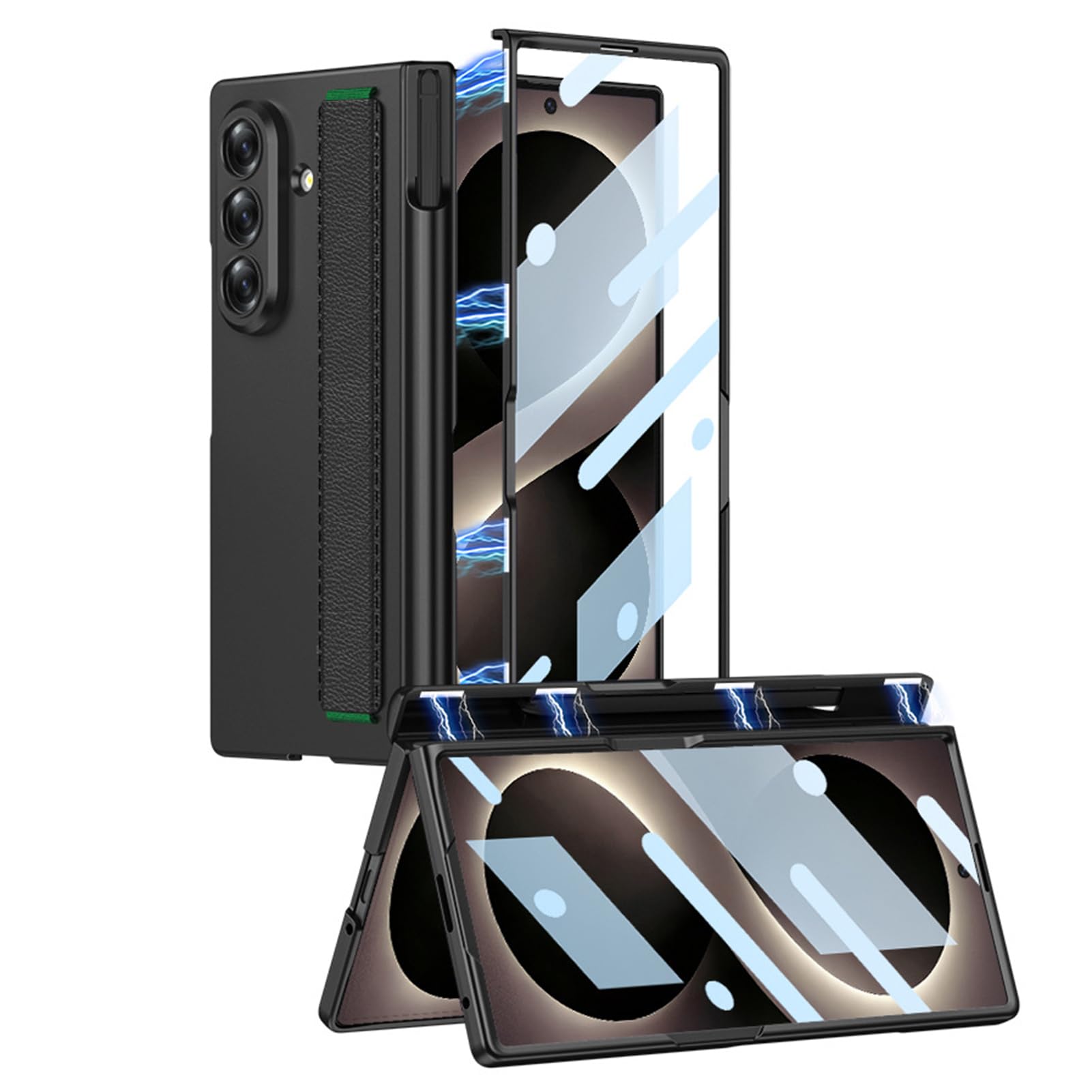 Custodia Da Polso For Samsung Galaxy Z Fold 8 Ultra, Portapenne Sottile, Cerniera A Conchiglia Antiurto E Copertura Proteggi Schermo(Black)