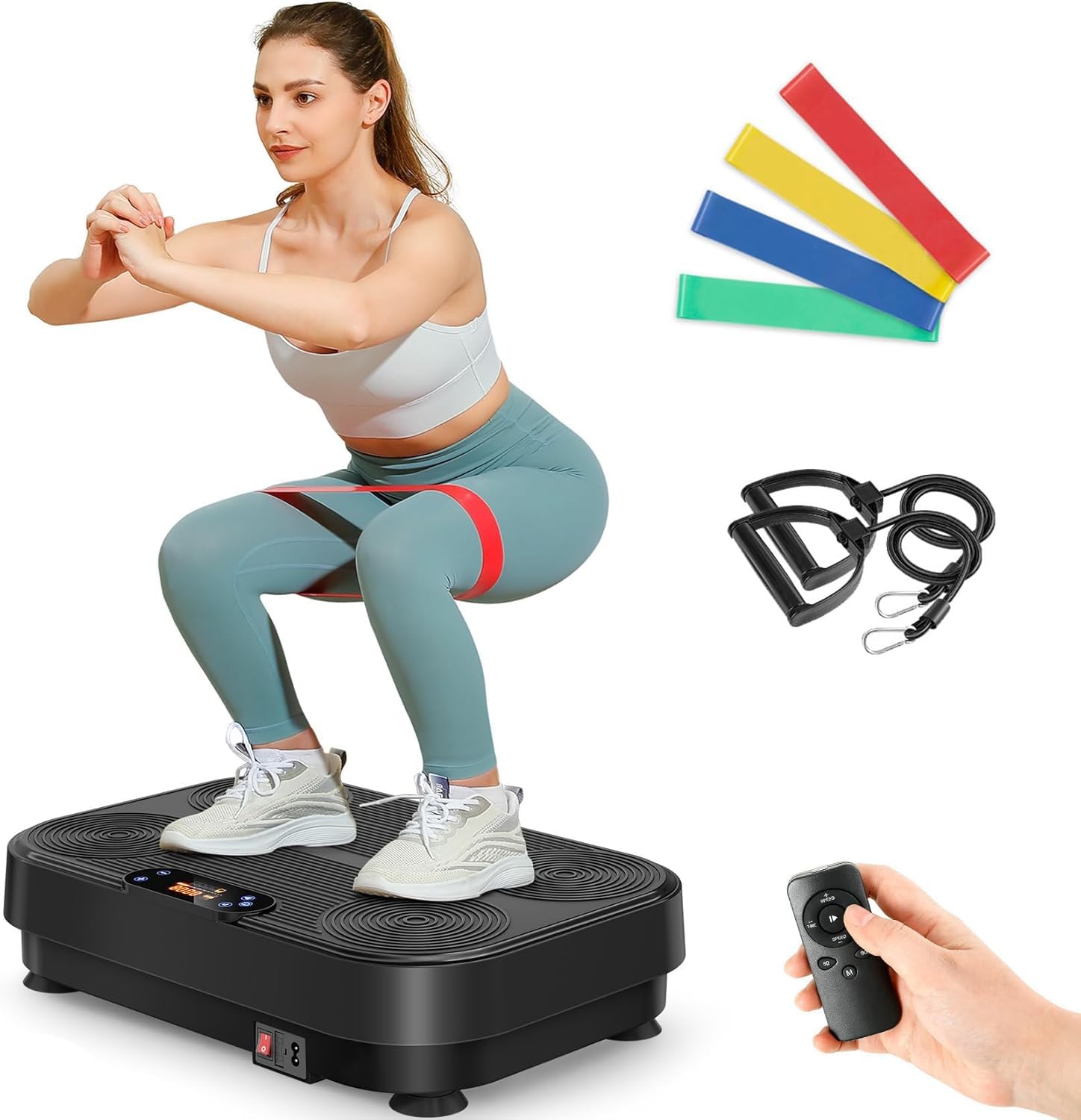 Dripex Plateforme Vibrante 5 Programmes 99 Niveaux d'Intensité avec Télécommande Bandes de Résistance