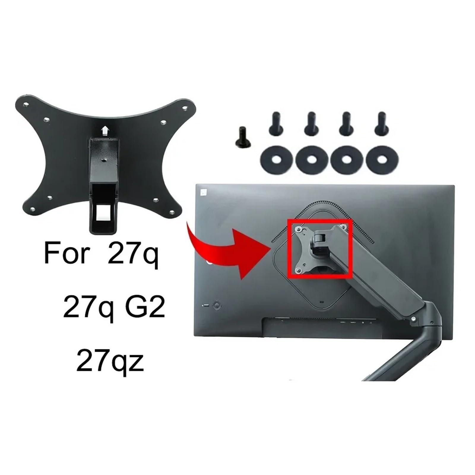 VESA-Wandhalterungsadapter, Kompatibel for HP, Omen 2023 27 Zoll 27qz 27q G2 27qs 27s 27k Monitorhalterung Zur Montage An Stand-/Arm-Schreibtischunterstützung