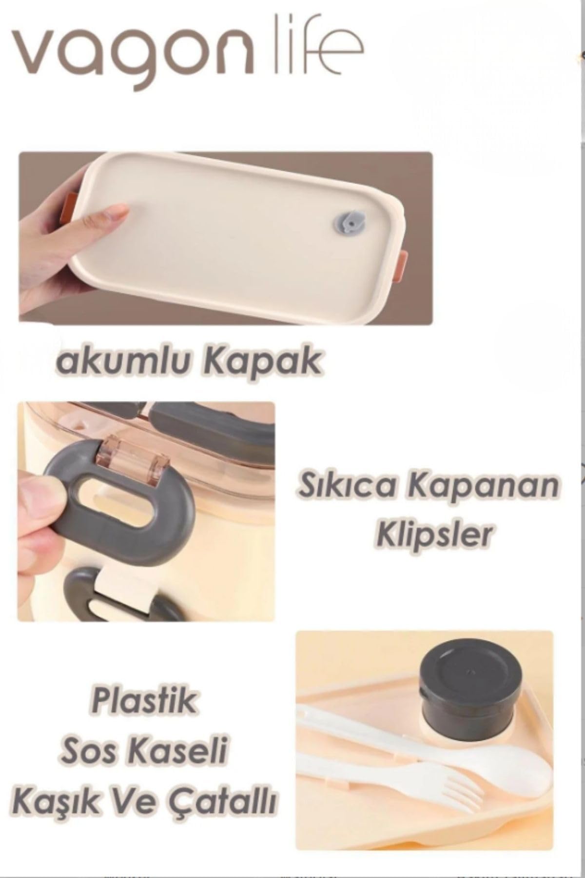 Vagonlife İçi Çelik 2 Katlı Saklama Kabı 1350 ml Pembe