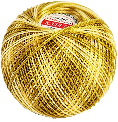 Cotton Crochet Yarn Gradient Colors Double Mercerized Thread 220yd/200m Ball 1.05oz/30g Knitting Tatting Emroidery Size 15 (Multi Black 349)