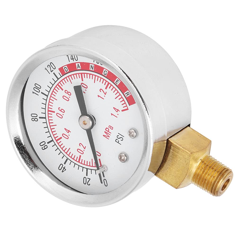 Manometro 0-200PSI, manometro Radiale dell'Aria in Acciaio Inossidabile con connessione Professionale 1/8 NPT, per la misurazione della Pressione Industriale