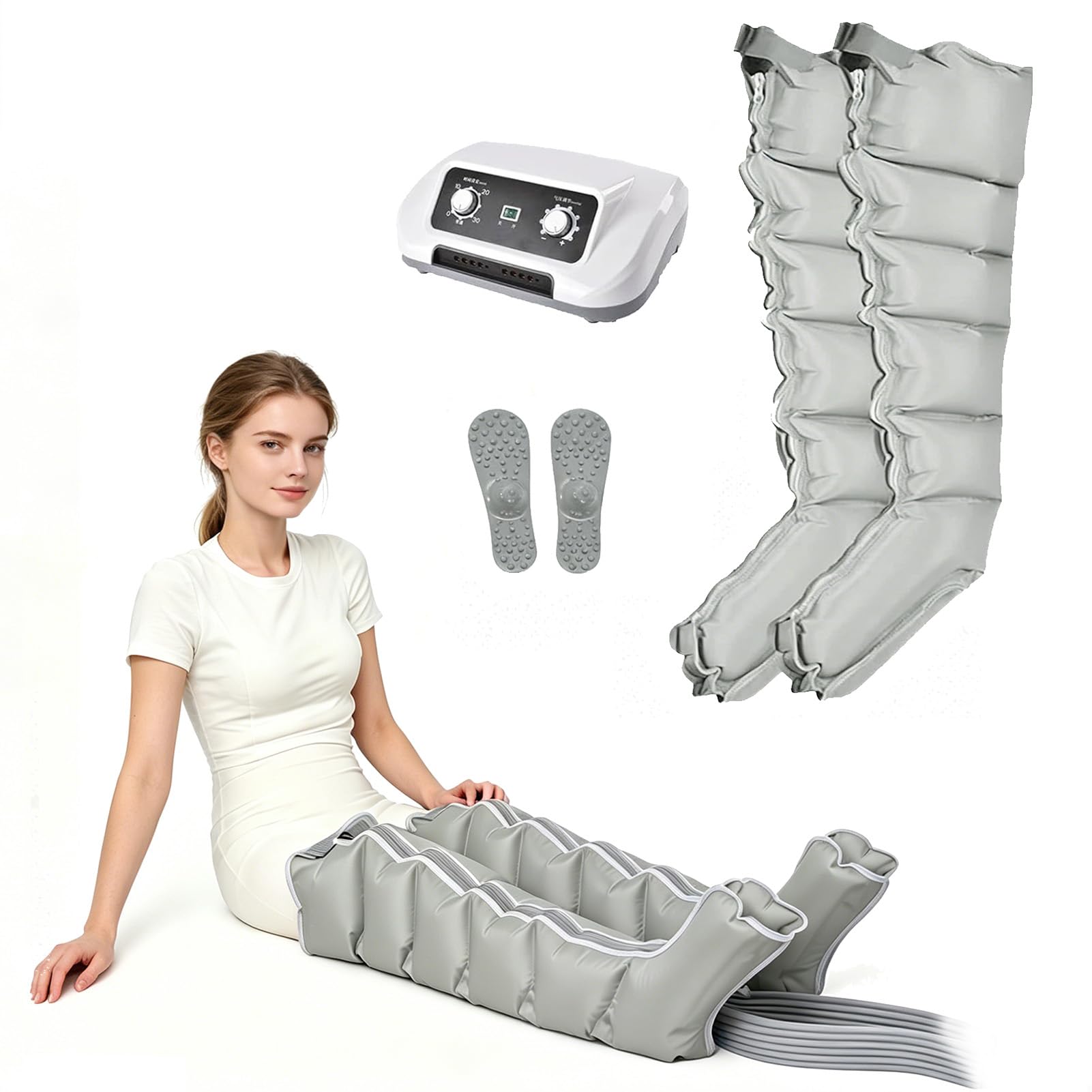 Joyfitness Leg Compression Machine, Compression Boots for Legs 6 Chamber, 0-240mmHg Pressure Control, 30 Min Timer, Leg Massagers For Pain And Circulation, Relieve Muscle Swelling Fatigue