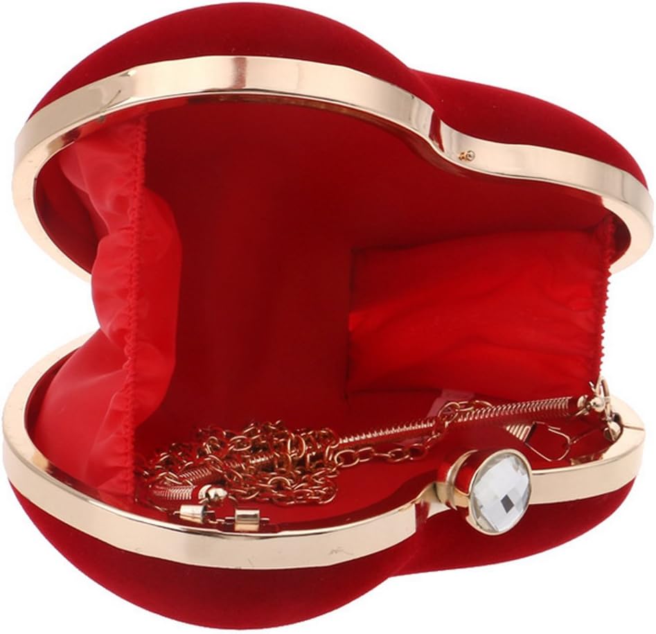 Reberomantic Heart Shaped Evening Purse Velvet Clutch Purse Solid Evening Bag - Image 5