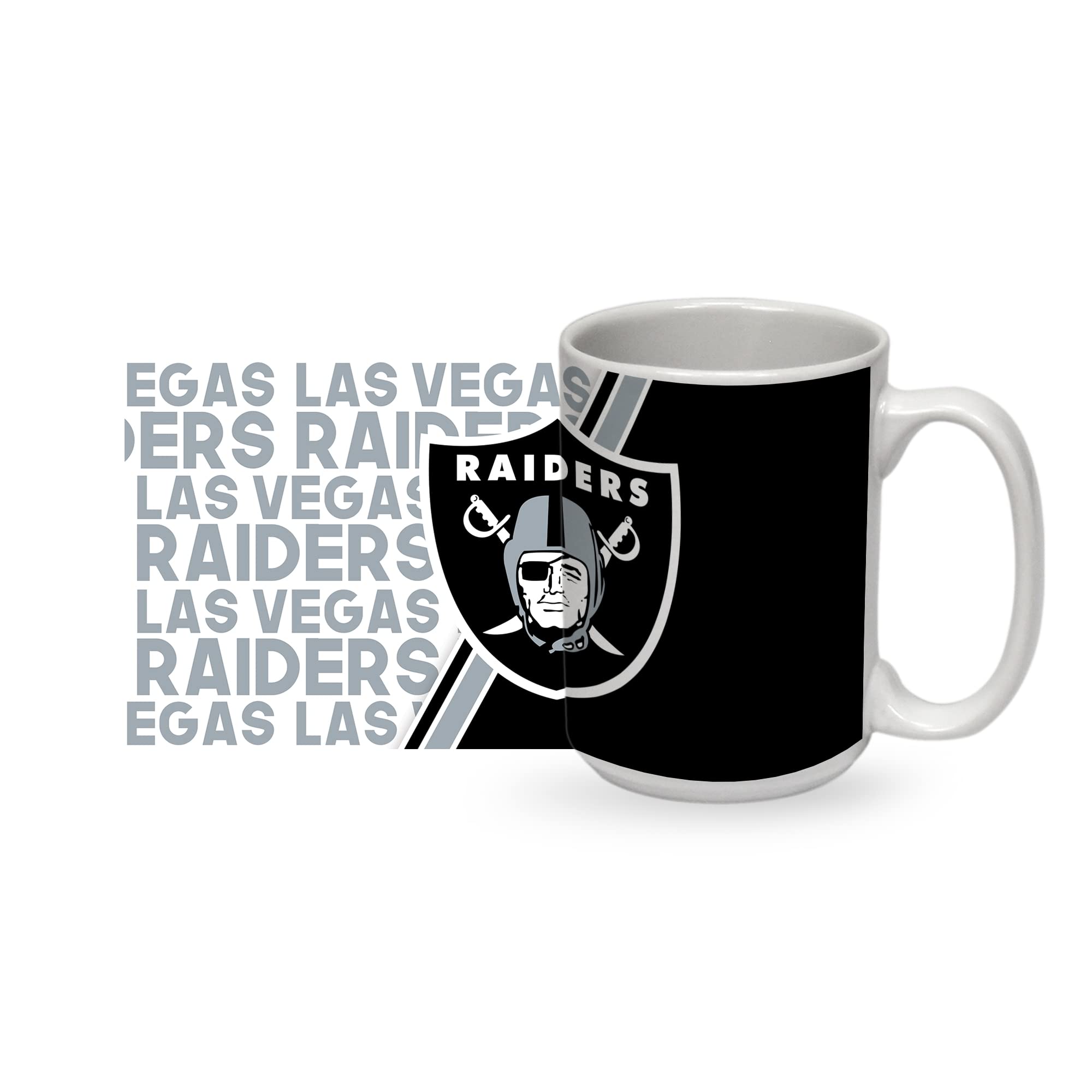 Rico Industries NFL Football Las Vegas Raiders 15 oz White Ceramic Mug