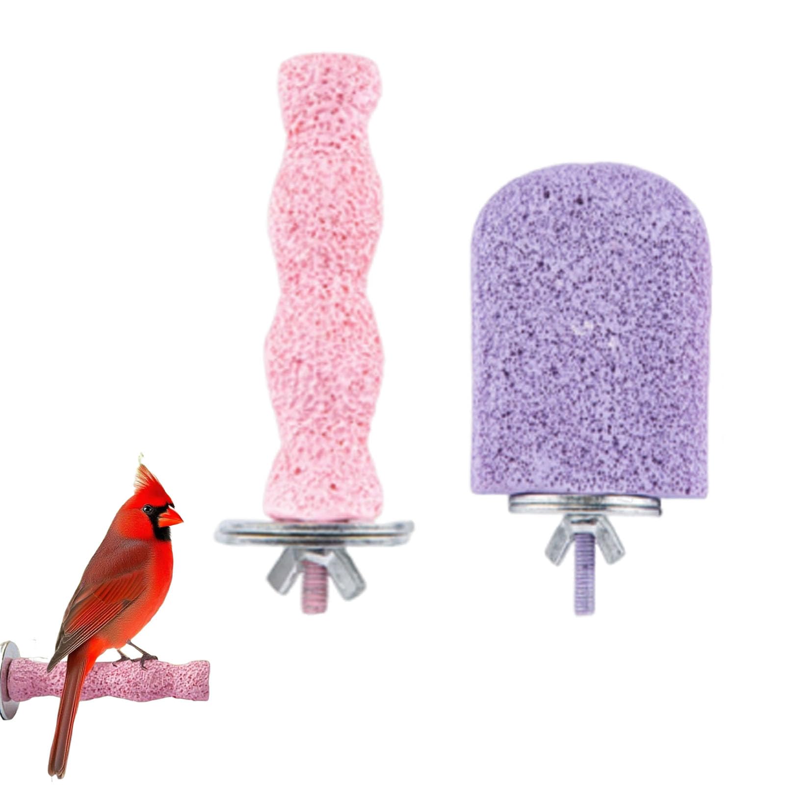 GETJOY 2 PCS Parrot Perch Set, Wavy Claw Grinding Stick with Ice Cream Budgie Perch