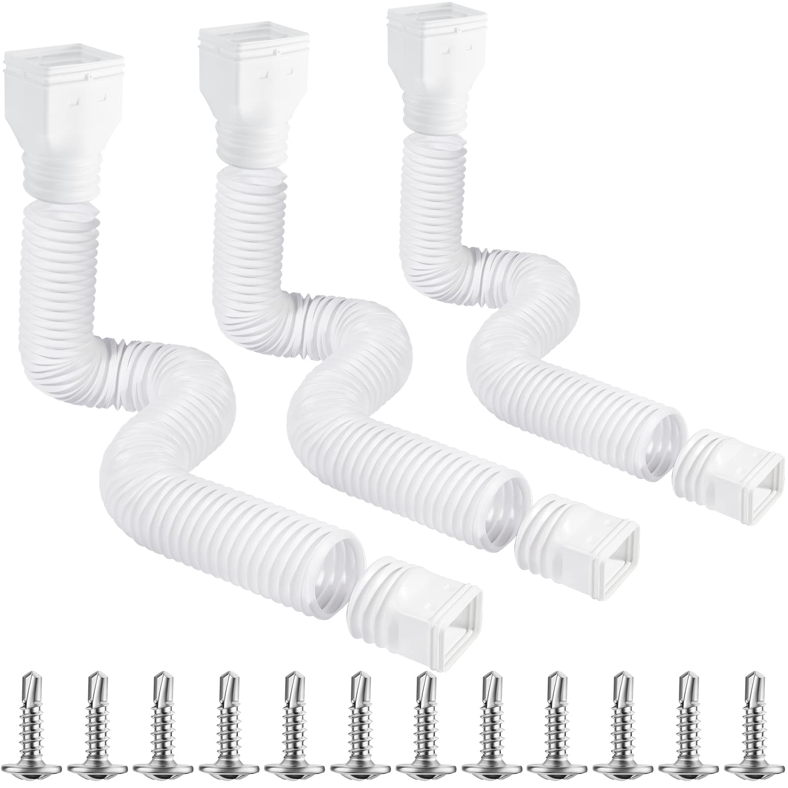 Buy 3 Packs White Rain Gutter Downspout Extensions, Drain Downspout
