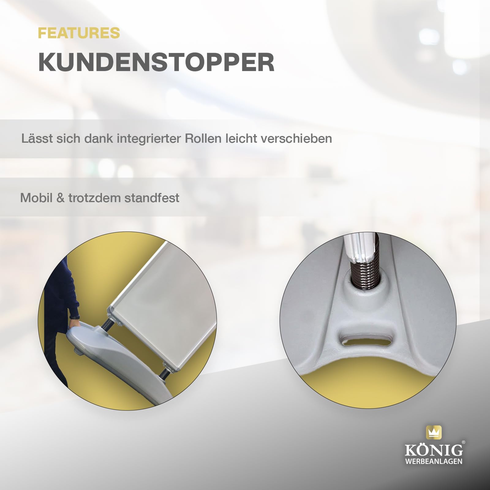 Dreifke Soporte para Carteles Doble Cara Keitum Línea Wind A1 | Plata | cartel de doble cara con base pesada | soporte para carteles de exterior | Placa protectora antirreflectante